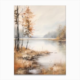Lake In The Woods In Autumn, Painting 73 Canvas Print
