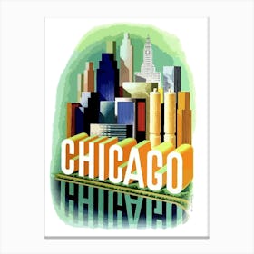 Chicago Skyline, Travel Poster Canvas Print