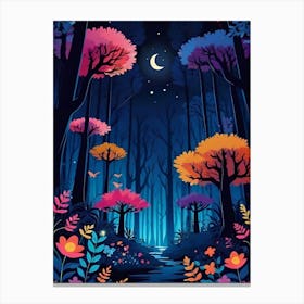 Forest At Night Canvas Print