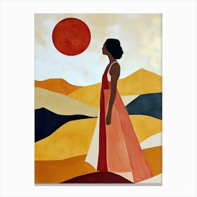 Woman In Red Dress, Minimalism, Boho Canvas Print