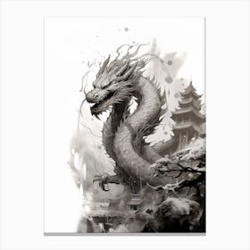 Dragon Inked Black And White 4 Canvas Print
