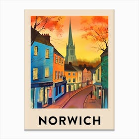 Norwich 4 Vintage Travel Poster Canvas Print