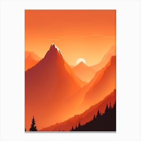 Misty Mountains Vertical Composition In Orange Tone 222 Canvas Print