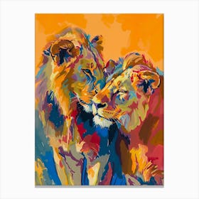 Southwest African Lion Rituals Fauvist Painting 2 Canvas Print