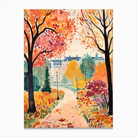 Luxembourg Gardens, France In Autumn Fall Illustration 1 Canvas Print