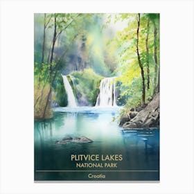 Plitvice Lakes National Park Croatia Watercolour 3 Canvas Print