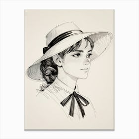 Portrait Of A Girl In A Hat Canvas Print