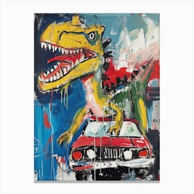 Abstract Dinosaur Paint Splash In Car 2 Canvas Print