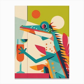 Lizard Drinking A Cocktail Modern Abstract Illustration 1 Canvas Print