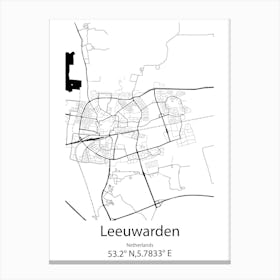 Leeuwarden,Netherlands Minimalist Map Canvas Print