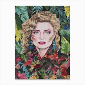 Floral Handpainted Portrait Of Princess Madonna 1 Canvas Print