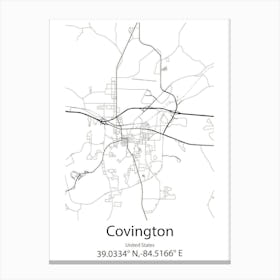 Covington,United States Minimalist Map 1 Canvas Print