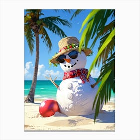 Snowman On The Beach 6 Canvas Print