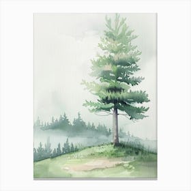 Juniper Tree Atmospheric Watercolour Painting 3 Canvas Print