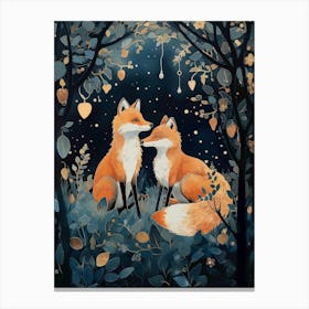 Foxes In The Forest 3 Canvas Print