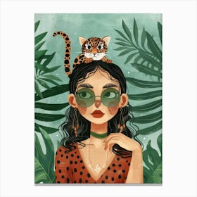 Girl With Leopard Canvas Print