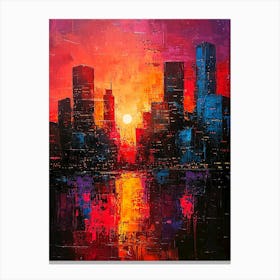 Abstract Cityscape At Sunset – Vibrant Modern Urban Skyline Art Print Canvas Print