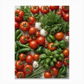 Fresh Vegetables Tomatoes Peppers Chilis Kitchen Wall Art 4 Canvas Print