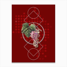 Vintage Grape Vine Botanical with Geometric Line Motif and Dot Pattern n.0158 Canvas Print