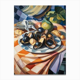 Mussels Still Life Painting Canvas Print