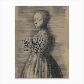 Woman With A Leaf Canvas Print