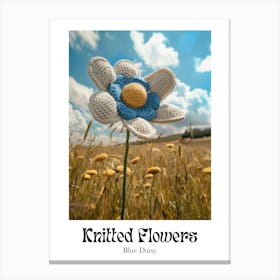 Knitted Flowers Blue Daisy 1 Canvas Print