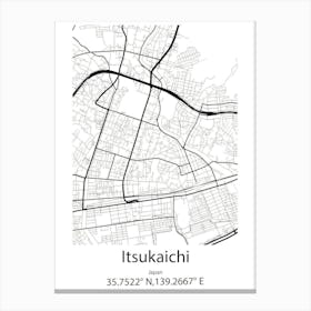 Itsukaichi,Japan Minimalist Map Stampe su tela