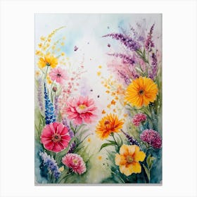 Watercolor Of Flowers 4 Canvas Print