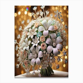 Tulips In Bloom Art Print Bridal Bouquet With Diamonds Canvas Print