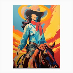 Vintage Cowgirl Painting 3 Canvas Print