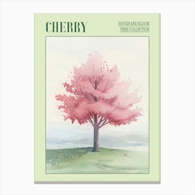 Cherry Tree Atmospheric Watercolour Painting 4 Poster Canvas Print