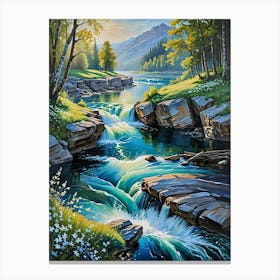 Waterfall In The Mountains 1 Canvas Print