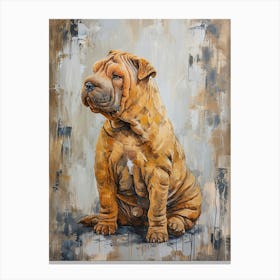 Chinese Shar Pei Acrylic Painting 3 Canvas Print