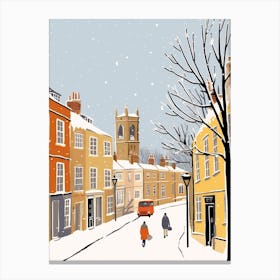 Retro Winter Illustration Richmond England 3 Canvas Print