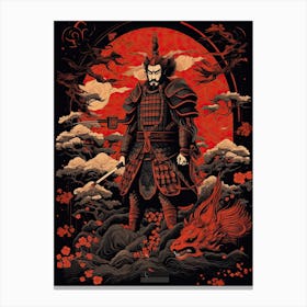 Samurai Edo Kiriko Illustration 10 Canvas Print