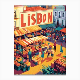 Aihrgdesign A 1970s Inspired Travel Poster For Lisbon 2 Canvas Print