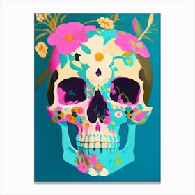 Skull With Floral Patterns Pastel Matisse Style Canvas Print