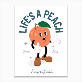 'Life's A Peach' retro character Canvas Print