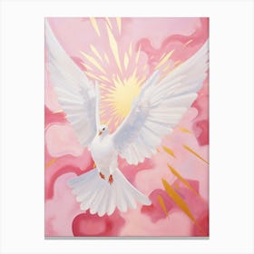 Pink Ethereal Bird Painting Dove 3 Canvas Print