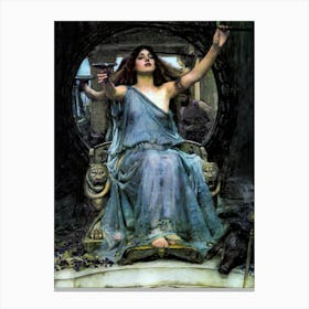 Circe Offering the Cup to Ulysses 1891 - Oil Painting in HD by John Williams Waterhouse ~ Tags: Circe, Ulysses, John William Waterhouse, Greek mythology, classical art, mythological art, fantasy art, painting print, vintage painting, historical art, magic, witchcraft, ancient Greece, goddess Circe, Greek gods, art print. Canvas Print