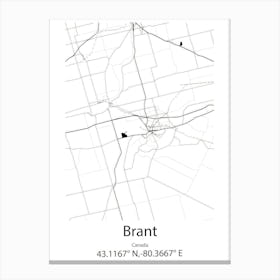 Brant,Canada Minimalist Map Canvas Print