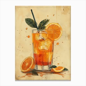 Aperol Spritz Art Print Orange Iced Tea Canvas Print