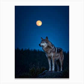 Wolf In The Moonlight 5 Canvas Print