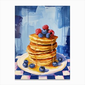 Pancakes Blue Checkerboard 3 Canvas Print