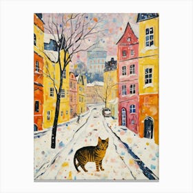 Cat In The Streets Of Vienna   Austria With Snow 3 Canvas Print