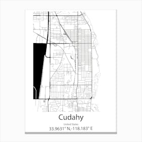 Cudahy,United States Minimalist Map Canvas Print