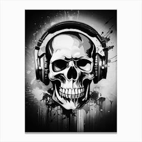 Skull With Headphones 83 Canvas Print