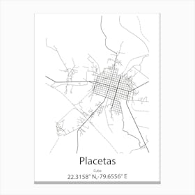 Placetas,Cuba Minimalist Map Canvas Print