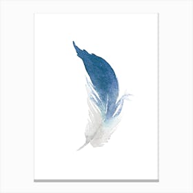 Watercolor illustration 'Blue Feather' No 105B Canvas Print