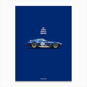 Cars in Colors, Corvette Grand Sport Blue Canvas Print